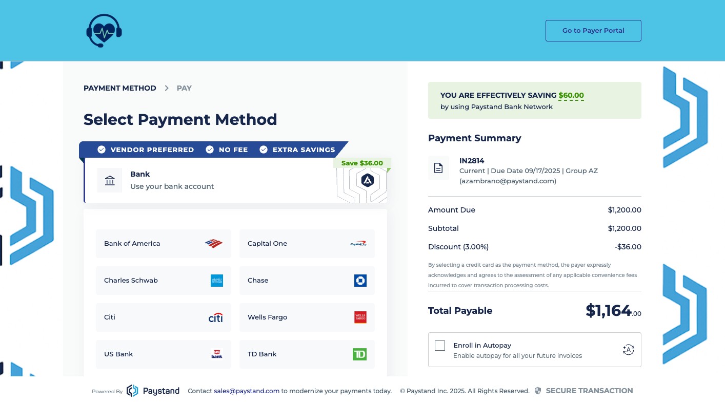 Checkout page after clicking Pay Now