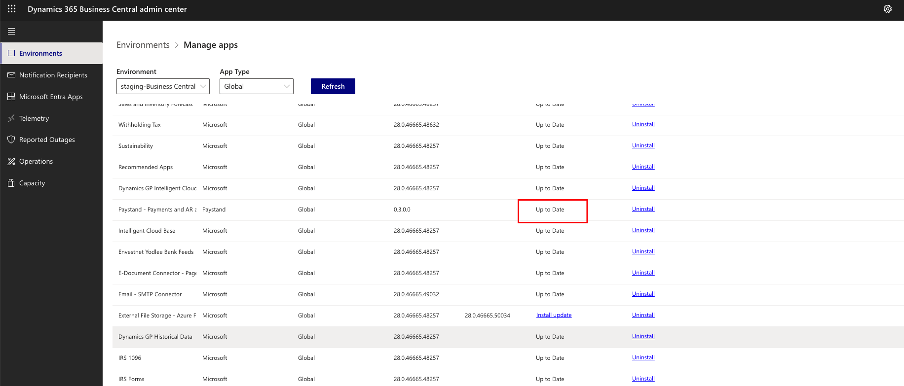 Paystand app — Install update or Up to Date