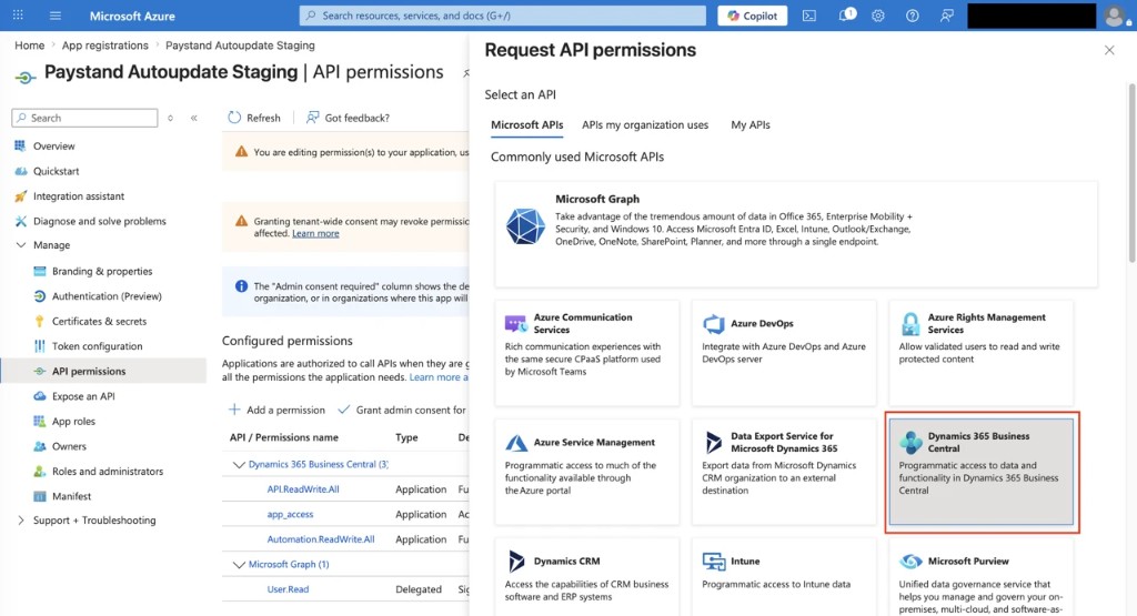 Add permission — Dynamics 365 Business Central