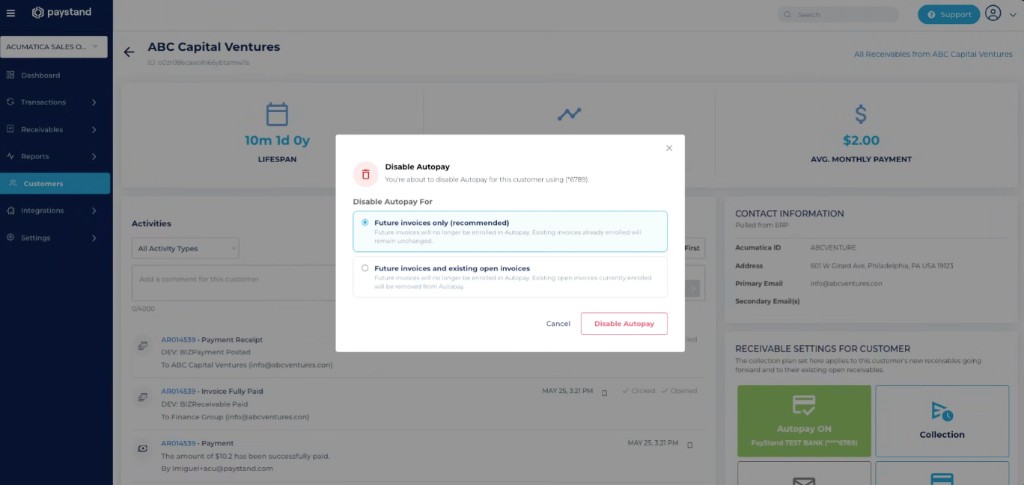 Disable Autopay confirmation popup