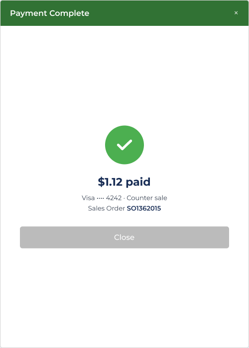 Payment complete confirmation